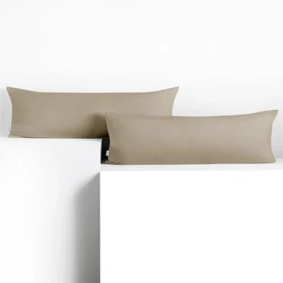 Abbildung von DecoKing 2 Kissenbezüge 40x200 cm Baumwolle Reißverschluss Cappuccino Amber