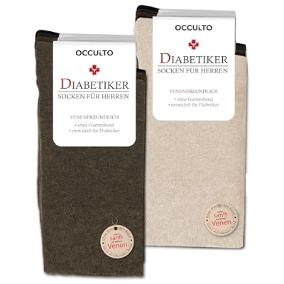 Abbildung von Occulto 10 Paar Diabetikersocken für Herren ohne Naht Gummibund aus Baumwolle 2 Schwarz Dunkelbraun Braun Kaffeebraun Beige 39 43