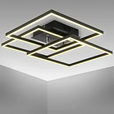 Abbildung von B.K.Licht LED Deckenlampe schwenkbar, warmweiße Lichtfarbe, 40 Watt, 4000 Lumen, Deckenleuchte, Lampe, Wohnzimmerlampe, Schlafzimmerlampe, Küchenlampe, 56,8x56,8x9,5 cm, Schwarz