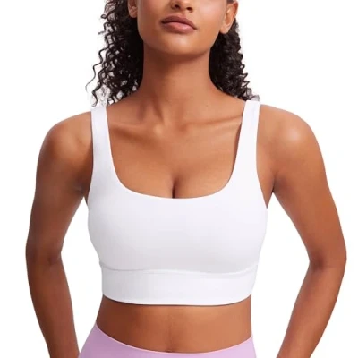 Abbildung von CRZ Yoga Damen ButterLuxe Sport BH U Back Ohne Buegel Große Brüste Fitness Top Weiss S