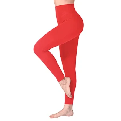 Abbildung von SINOPHANT Hochtaillierte Leggings für Damen Angenehm Weiche Elastische, Dehnbare Sport und Yogahosen , 1er Pack Rot, XL 3XL (Herstellergröße: PLUS SIZE)
