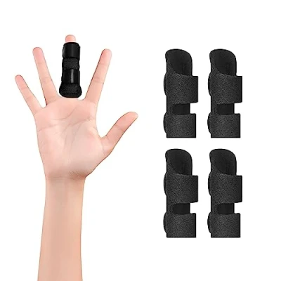 Abbildung von supregear Fingerschiene, 4er Pack Verstellbare Wiederverwendbare Trigger Fingerschiene Fingerstütze mit Abnehmbarer Aluminiumstange für Zeige/Mittel/Ring/kleinen Finger, Schwarz