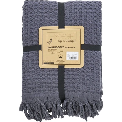 Abbildung von done.® Wohndecke »Ella«, mit Waffelstruktur und handgeknoteten Fransen, Kuscheldecke