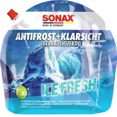 Abbildung von SONAX AntiFrost+KlarSicht IceFresh Gebrauchsfertig bis 20 C (3 Liter) schneller, schlierenfreier &amp; effektiver Scheibenreiniger für den Winter Art Nr. 01334410