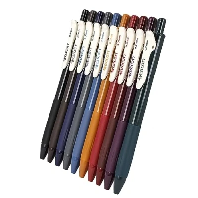 Abbildung von Westcott Gelstifte VINTAGE Set 10 Stück Herbstedition Gelschreiber Stifte mit bunten warmen Farben 0,7mm Strichstärke für weiche, präzise Striche beim Schreiben &amp; Zeichnen E 733901 00