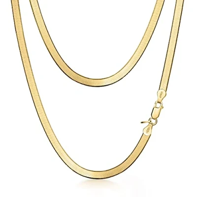 Abbildung von Amberta Damen Flache Schlangen Halskette aus 925 Sterling Silber: 18K Vergoldet 4.5 mm 45 cm