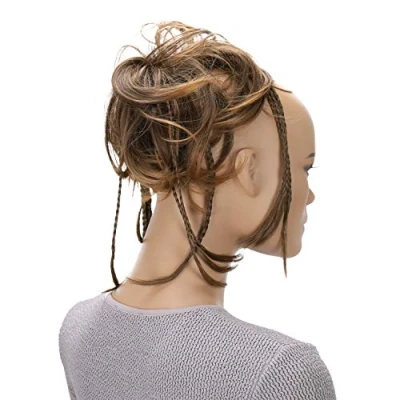 Abbildung von CAISHA XXL Haarteil Haargummi Daisy Dutt Hochsteckfrisuren Mit Geflochtenen Zöpfen Gewellt Kunstfaser Hitzebeständig DM17cm Braun Mix G8D