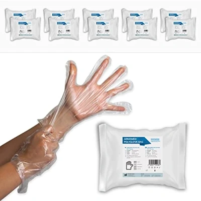 Abbildung von 1000 ARNOMED PE Einmalhandschuhe Einweg Damen (10 Beutel á 100 Stück), Handschuhe, Haushaltshandschuhe für Lebensmittel transparent, Schutzhandschuhe zum Haare färben, Dieselhandschuhe
