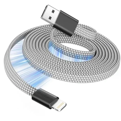 Abbildung von Magtame magnetisches Lightning Kabel, 1M MFi zertifiziertes Phone Ladegerät Kabel Schnellladen, flaches einziehbare geflochten für Auto Kompatibel mit 14 13 12 11 Pro Max XR XS X