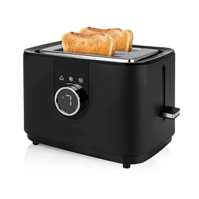 Abbildung von Princess Toaster Moments 2 Schlitze, 7 Bräunungsstufen, Brötchenwärmer, Auftau , Aufwärm und Abbruch Funktion, Digitale LED Anzeige, 920 Watt,142360