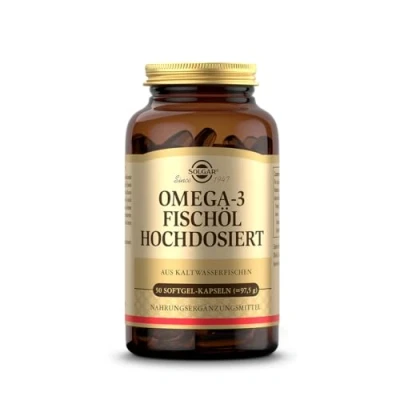 Abbildung von SOLGAR® Omega 3 Fischöl hochdosiert Kaltwasser mit EPA und DHA Mehrfach ungesättigte Fettsäuren 1764 mg pro Tagesdosis 50 Softgel Kapseln