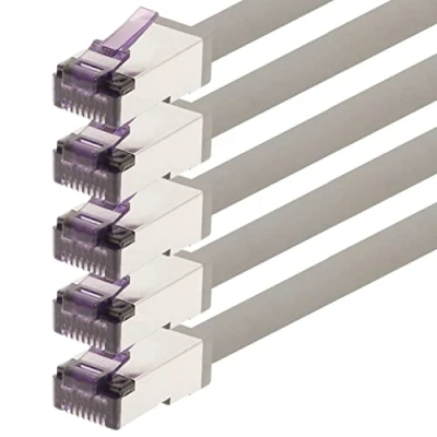 Abbildung von 1aTTack.de 0,15m CAT6a Superflex Ethernet Gigabit LAN Netwerkkabel RJ45 CAT6 A Patchkabel 10000 Mbit s SFTP PIMF 500 MHz kompatibel zu CAT5 grau 5 Stück