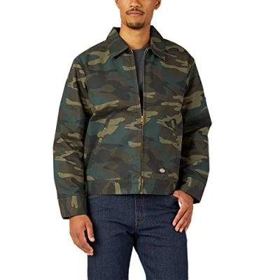 Abbildung von Dickies Herren Isolierte Eisenhower Jacke mit Reißverschluss vorne Work Utility Oberbekleidung, Hunter Green Camo, S
