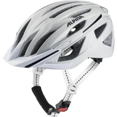 Abbildung von ALPINA HAGA Stoßabsorbierender, Sicherer &amp; Optimal Anpassbarer Urban Fahrradhelm Mit Integriertem LED Licht Für Erwachsene, White Gloss, M (51 56 cm)