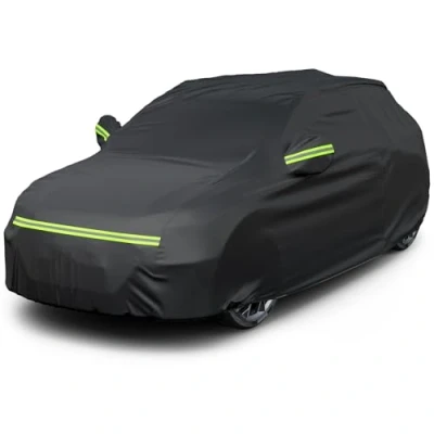 Abbildung von Favoto Autoabdeckung Winter Vollgarage Auto Abdeckplane Staubdicht Wasserdicht Autohülle Autoplane Car Cover für 480cm 505cm SUV 500cm x 190cm 185cm 3.5kg Schwarz