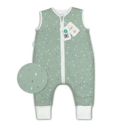 Abbildung von Ehrenkind® Babyschlafsack Schlafsack mit Füßen 2.5 TOG Bio Baumwolle Ganzjahres Baby Gr. 80 Farbe Jade Tropfen Oeko Tex winter und Sommer Kinder