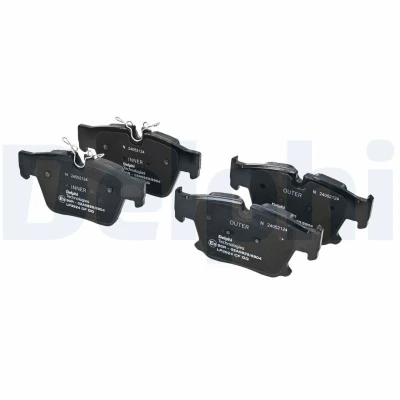 Abbildung von DELPHI LP3924 Bremsbelagsatz für Verschleißwarnanzeiger vorbereitet mit Anti Quietsch Blech Zubehör BMW: 7 (G70) 520 i Mild Hybrid