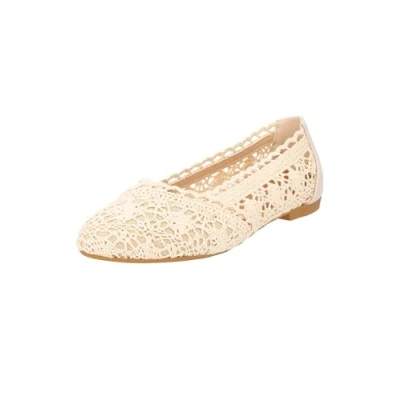 Abbildung von Elara Damen Ballerinas Bequem Slip On Spitze Chunkyrayan 1128 1 Beige 38
