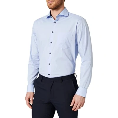 Abbildung von Seidensticker Herren Regular Fit Langarm Popeline Hemd, Hellblau, 42 EU