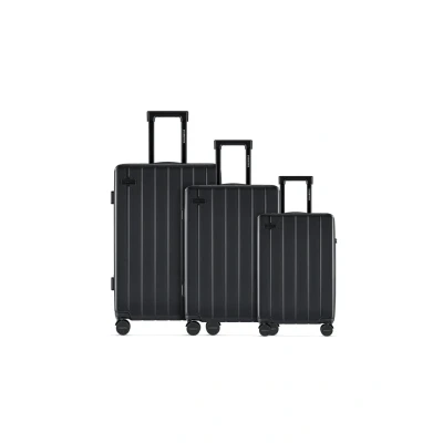 Abbildung von ETERNITIVE Hartschalenkoffer Set mit 3 Trolley I Rollkoffer aus ABS Größe: 75,5 x 65,5 55 cm Reisekoffer 4 Rollen 360 Koffer Handgepäck 37L 60L 99L TSA Schloss Schwarz