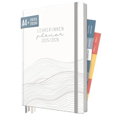 Abbildung von Häfft® Lehrer Planer 2025/2026 A4+ &quot;Waves of Time&quot; Hardcover Lehrerkalender, Schuljahresplaner, Schulplaner mit Sprüchen, Stickern und mehr nachhaltig &amp; klimafreundlich