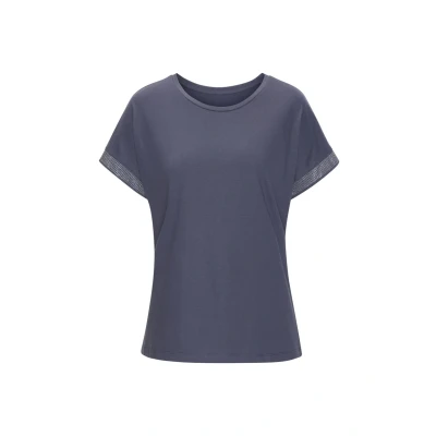 Abbildung von LASCANA Kurzarmshirt »mit glitzernem Strass Design am Arm«, aus weicher Baumwoll Qualität