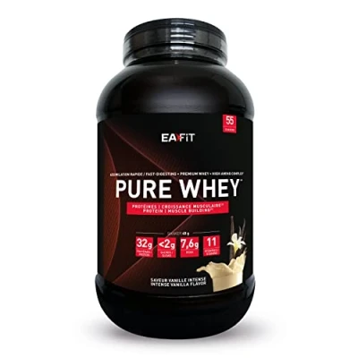 Abbildung von Whey Protein Pulver Vanille 2,2kg Premium Molkenproteine für Muskelaufbau Isolate Eiweißpulver Proteinpräparate EAFIT made in France
