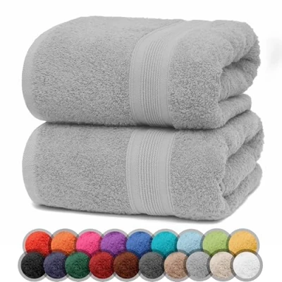 Abbildung von NatureMark 2er Pack DUSCHTÜCHER Premium Qualität 70x140cm DUSCHTUCH Dusch Handtuch Doppelpack Farbe: Silber grau