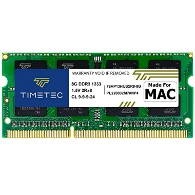 Abbildung von Timetec 8 GB kompatibel für Apple DDR3 1333 MHz PC3 10600 CL9 MAC Book Pro (Anfang/Ende 2011), iMac (Mitte 2010, Mitte/Ende Mini 2011 RAM Upgrade