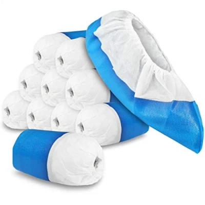 Abbildung von com four® 100x Premium Mehrweg Überziehschuhe 11,9g je Überzieher Plastik Schuhüberzieher mit Antirutsch Sohle Galosche extra stark und wasserdicht Überschuhe in Einheitsgröße