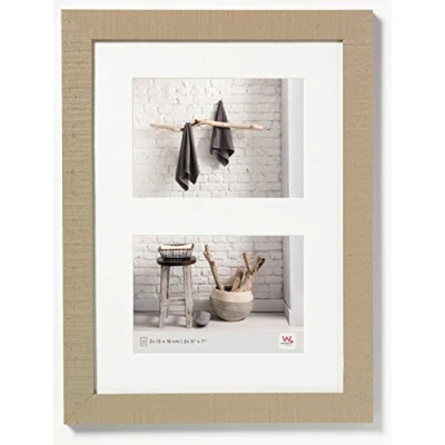 Abbildung von walther design Bilderrahmen beige 2X 13x18 cm Galerie mit Passepartout, Home Holzrahmen HO218C