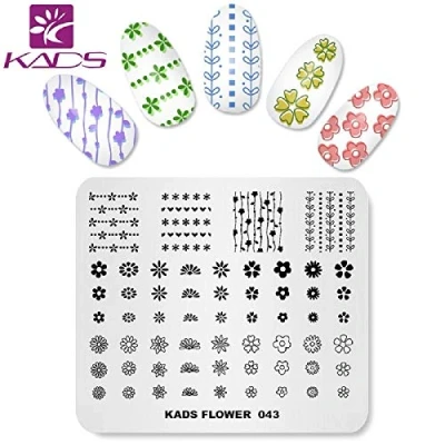 Abbildung von KADS New Nail Stamping Platte Blume Mode Natur art Stempel Vorlage DIY Bild Maniküre Stamp Schablone Werkzeuge (FL043)