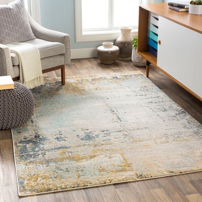 Abbildung von Surya Lublin Wohnzimmer Teppich modern Abstrakt Design in Marmor Optik für Wohnzimmer, Esszimmer, Schlafzimmer groß, weicher Kurzflor 160x220 cm Beige, Gelb, Grau
