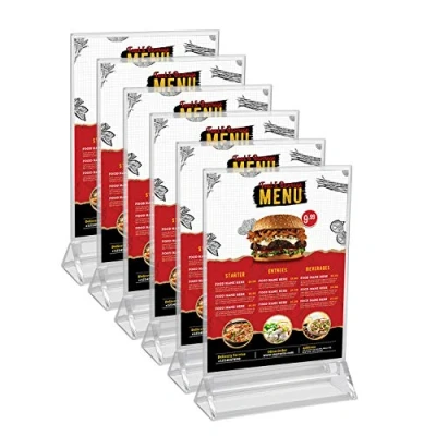Abbildung von Kurtzy Tischaufsteller A6 (6er Pack) L11 x H19,5cm Klarer Kunststoff Doppelseitige Vertikale Plastik Tisch Aufsteller Für Restaurant Menükarte, Fotorahmen &amp; Ad Poster Stand