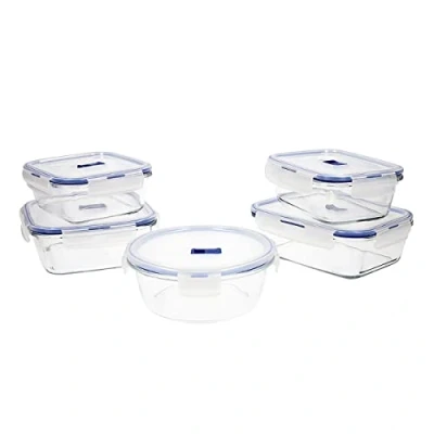 Abbildung von Luminarc Pure Box Active 5er Set Frischhaltedosen aus Glas, extra robust, BPA frei, Mikrowellenventil, transparent