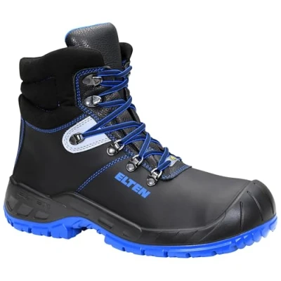 Abbildung von ELTEN Sicherheitsschuhe ALESSIO Mid ESD S3, Herren, Leder, Stahlkappe, leicht, robust, Schwarz/Blau, Größe: 50