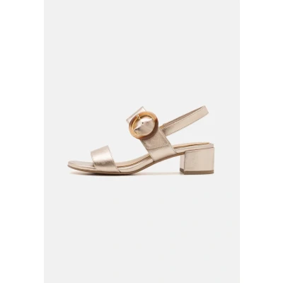 Abbildung von MARCO TOZZI Damen Sandalen mit Absatz Klettverschluss Elegant, Beige (Platinum), 40 EU