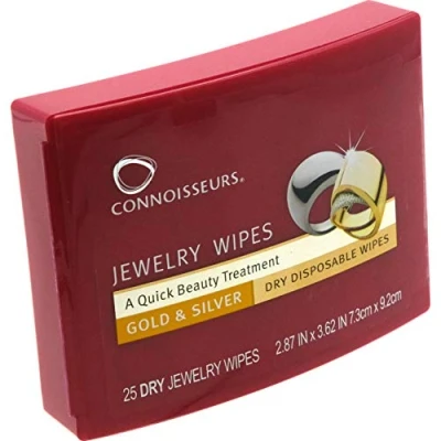 Abbildung von Connoisseurs Poliertuch Schmuck 25 Tücher Gold &amp; Silberschmuck Reiniger Silberputztuch Schützende, Trockene, Ungiftige Einwegtücher