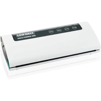 Abbildung von Leifheit Vakuumiergerät Vacu Power 300, Vakuumierer zum Konservieren, Lebensmittel bleiben 8x länger frisch, ideal Sous Vide Garen, Folienschweißgerät inkl. 10 Vakuumierbeuteln 20x30cm