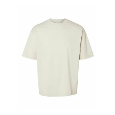 Abbildung von Selected Homme Slhlooseoscar O NECK Tshirt basic, Herren, Größe: Medium, Oatmeal