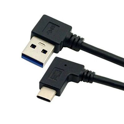 Abbildung von CY Reversibles USB 3.1 C abgewinkelt auf 90 Grad links gewinkelt A Stecker Datenkabel für Macbook &amp; Tablet Handy