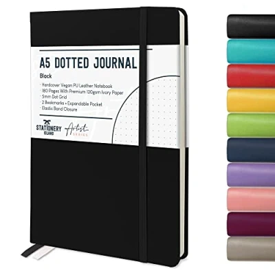 Abbildung von STATIONERY ISLAND Bullet Dotted Journal, Notizbuch A5 Dotted, 180 Seiten Premium 120 g/m² Papier, Hardcover Journal Gepunktet