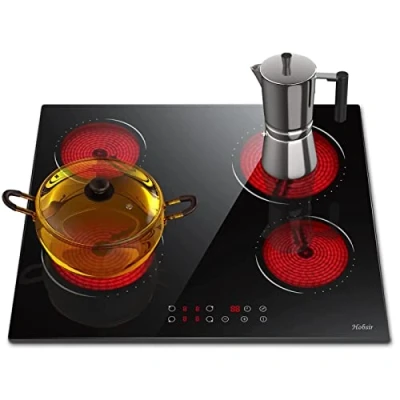 Abbildung von Glaskeramikkochfeld 4 Zonen Kochfelder Sensor touch Control Kochfeld Autark 60cm, 6000W, 9 Leistungsstufe, verkabelt, kein Stecker