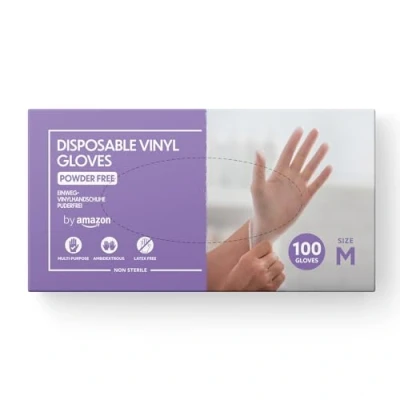 Abbildung von by Amazon Einweg Vinylhandschuhe, Größe M, 100er Pack(Früher Marke Hevea)