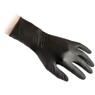 Abbildung von REFLEXX n79p/L extra lang, 30 cm, puderfrei Nitril Handschuhe gr7.7, Gr. Large, Schwarz (50 Stück)
