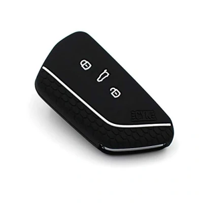 Abbildung von Schlüssel Hülle VF für 3 Tasten Auto Silikon Cover Schlüsselhülle Etui Schutzhülle (.Schwarz Weiß)