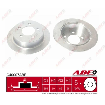 Abbildung von ABE C40007ABE Bremsscheibe Hinterachse 298 10 5 voll SSANGYONG: ACTYON Sports I Pickup, 1