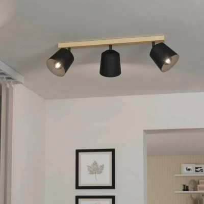 Abbildung von EGLO Deckenspot »COTORRO«, Leuchtmittel E27 wechselbar ohne Leuchtmittel, in braun und schwarz aus Holz, Stahl exkl. 3X25W