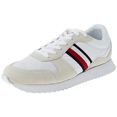 Abbildung von Tommy Hilfiger Herren Runner Sneaker Evo Mix Sportschuhe, Weiß (White), 44