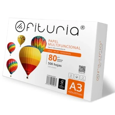 Abbildung von Blätter A3, Universalpapier für Drucker und Kopierer, Weißes A3 Papier Arbeitsumgebungen den Hausgebrauch, DIN 80g/m², Paket mit Blättern Ofituria (500 Blatt)
